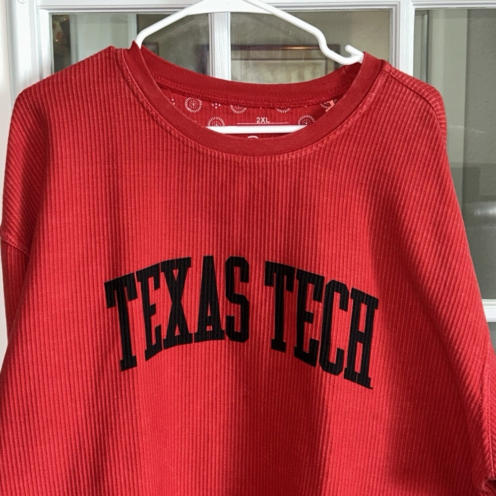 Texas Tech Red Raiders Ribbed Corded Sweatshirt Pressbox 2XL Oversized Comfy
